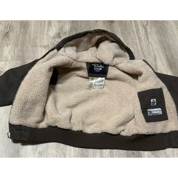 Walls Blizzard Pruf‎ Hooded Jacket Sherpa Lined Brown Duck Canvas kids XS - Picture 4 of 6